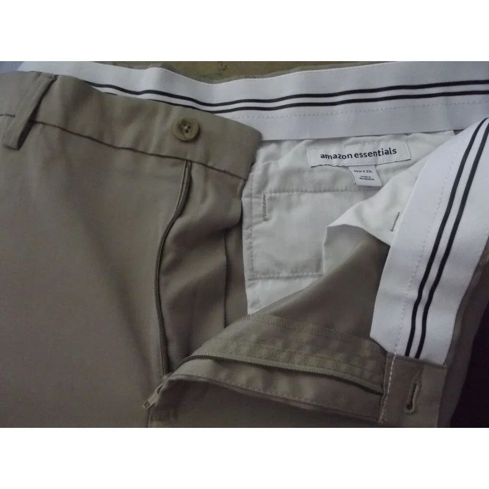 Essentials Pants Mens 38 x 32 Tan Khaki Classic Straight flat front